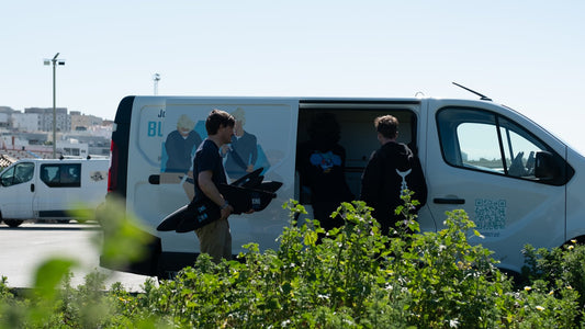 Cargo van loaded with FoilHive gear for a European foil trip